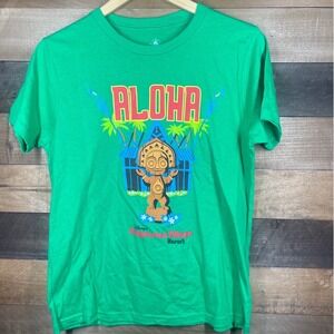 Disney Polynesian Village Resort Aloha Tiki T Shirt Kids XL Green Cotton